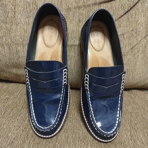 Sperry Top Slider Women's Navy Loafers Size 8M Leather Upper